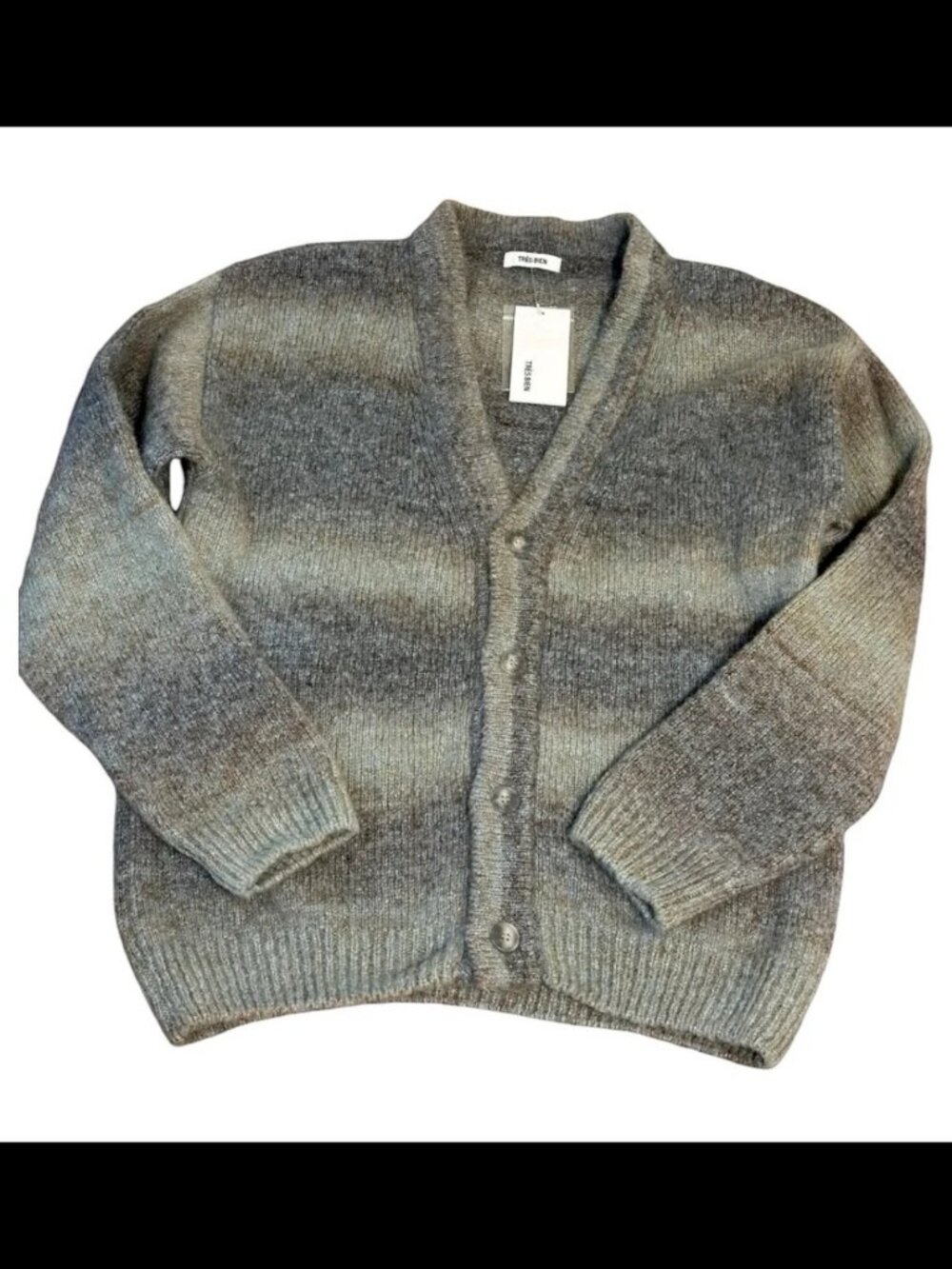 Très Bien Gradient Alpaca Fog Gray Cardigan Euro Size 48 (US Medium)